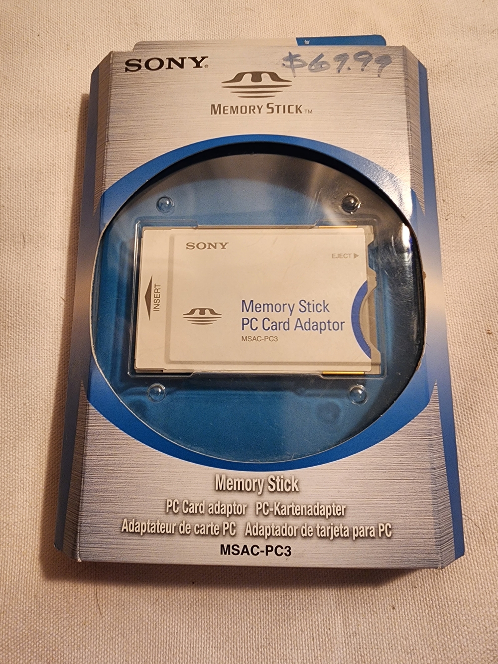 NEW Sony Memory Stick PC Card Adapter MSAC-PC3 - White/Blue